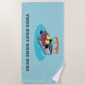 Bleu Pontoon personnalisé serviette de plage de ba (Devant)