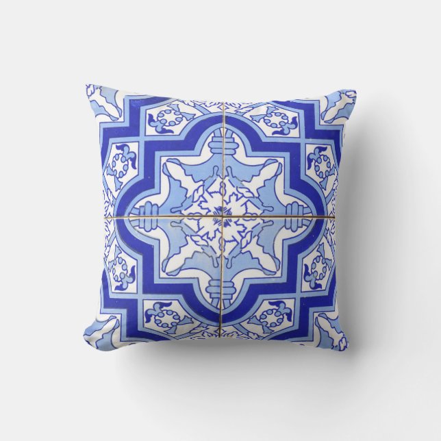 Bleu portugais Azulejos de coussin de patio de (Recto)
