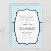 Bleu Poudre Faire-part de mariage à hareng blanc (Devant / Derrière)