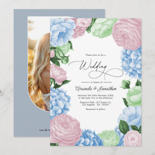 Bleu Poudre, Rose Blush/Sage Clair Faire-Part Flor