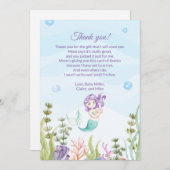 Bleu pourpre de carte de remerciements de baby (Devant / Derrière)