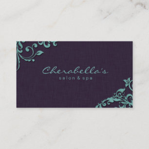Bleu pourpre de salon de carte de visite floral de