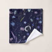 Bleu pourpre joli Fleur sauvage motif floral (Gant de toilette)