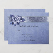 Bleu pourpre Roses et dentelle RSVP (Devant / Derrière)