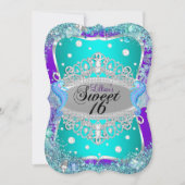 Bleu pourpre sous la mer Tiara Sweet 16 Invitation (Devant)