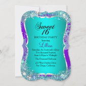 Bleu pourpre sous la mer Tiara Sweet 16 Invitation (Dos)