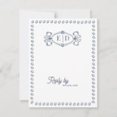 Bleu Poussiéreux Code QR Monogramme Vintage Cartes (Devant)