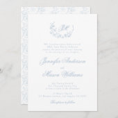 Bleu poussiéreux élégant faire-part de mariage cla (Devant / Derrière)