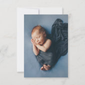 bleu poussiéreux floral marine baptême carte de re (Dos)