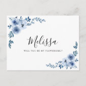 bleu poussiéreux floral vous serez fleurie carte (Devant)