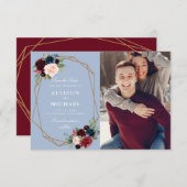 bleu poussiéreux géométrique enregistrer le carte (Devant / Derrière)