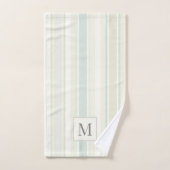 Bleu Poussiéreux Neutre Initial Rayure Rustique Ma (Serviette à main)