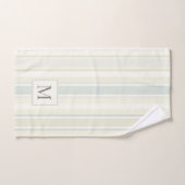 Bleu Poussiéreux Neutre Initial Rayure Rustique Ma (Serviette à main)