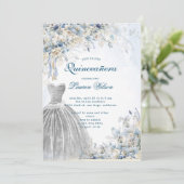 bleu poussiéreux Quinceañera Invitation (Debout devant)