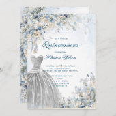 bleu poussiéreux Quinceañera Invitation (Devant / Derrière)