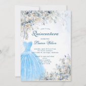 bleu poussiéreux Quinceañera Invitation (Devant)