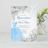 bleu poussiéreux Quinceañera Invitation (Debout devant)