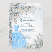 bleu poussiéreux Quinceañera Invitation (Devant / Derrière)