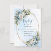 Bleu Poussiéreux Raffiné Fleurs Blanches RSVP (Devant)
