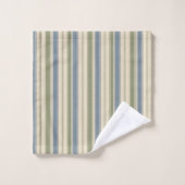 Bleu Poussiéreux & Vert Sauge Rayures Multi-Largeu (Gant de toilette)