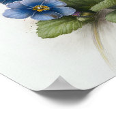 Bleu Primrose Fleurs Art Imprimer Poster (Coin)