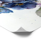 Bleu Primrose Fleurs Art Imprimer Poster (Coin)