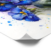Bleu Primrose Fleurs Art Imprimer Poster (Coin)