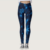 Bleu profond et flocon de neige brillant Leggings (Devant)