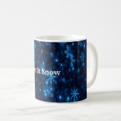 Bleu profond et flocons de neige brillants Mug cla (Devant droit)