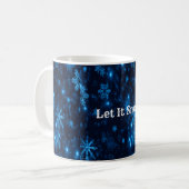 Bleu profond et flocons de neige brillants Mug cla (Devant gauche)