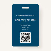 Bleu QR Code École Enseignant Photo ID badge (Dos)