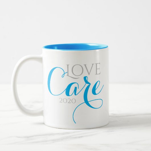 Bleu Quarantine Amour et soins Mug (Gauche)
