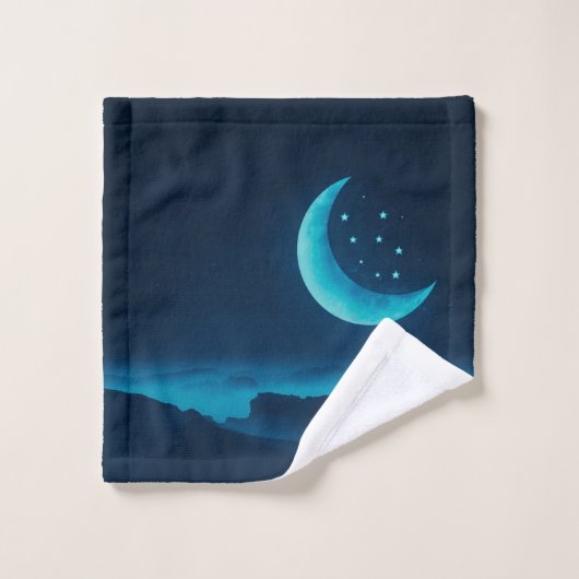Bleu Quartier Lune et Montagnes | Lot de serviette (Gant de toilette)