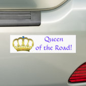 Bleu Queen of the Road Bumper Sticker (En voiture)