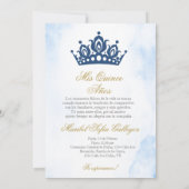 Bleu Quinceanera invitation en espagnol (Dos)