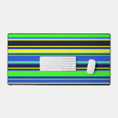 Bleu rayé, chaux et mat de bureau jaune (Clavier et souris)