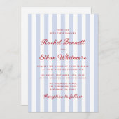 Bleu rayé et Faire-part de mariage rouge (Devant / Derrière)