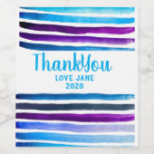 Bleu rayé mignon vin d'aquarelle étiquette (Étiquettes simples)