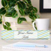 Bleu rayé Vert Personnalisé Bureau Nom Plaque