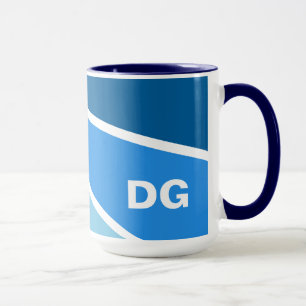 Bleu Rays des tasses monogrammes personnalisées