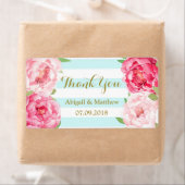 Bleu Rayures Aquarelle rose Étiquettes de mariage  (En situation)