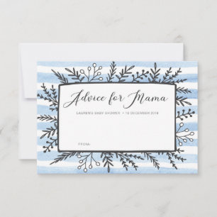 Bleu rayures Baby shower Conseils pour cartes Mama