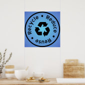 Bleu Réduire, Réutiliser, Recycler Poster (Cuisine)