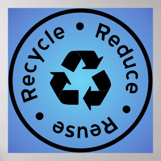 Bleu Réduire, Réutiliser, Recycler Poster (Devant)