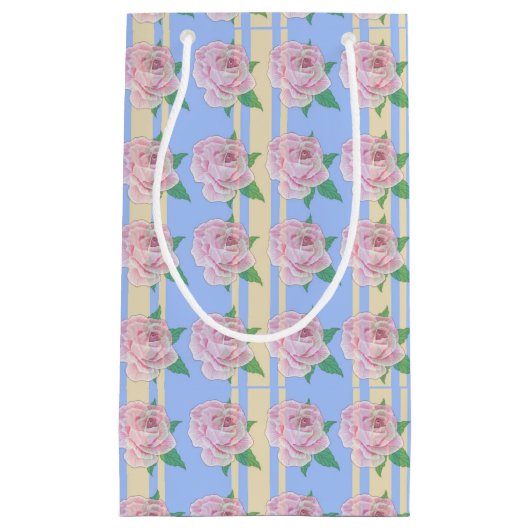 Bleu Regency Rose petit sac cadeau (Devant)
