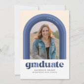 Bleu Retro Arch Faire-part de graduation (Devant)