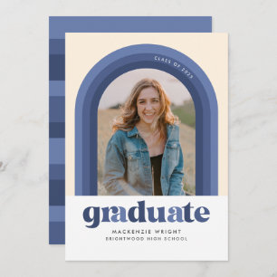 Bleu Retro Arch Faire-part de graduation