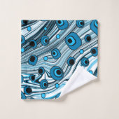 Bleu rétro chic avec Super noir et blanc (Gant de toilette)