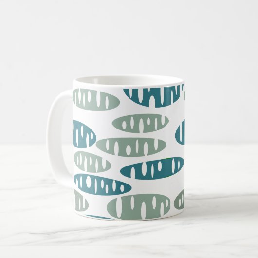 Bleu Rétro Holey Ovals Café Mug (Devant gauche)