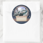 Bleu Retro Nom de la roquette Balise Stickers (Sac)